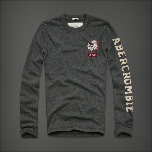 Abercrombie Fitch Hombres De Cuello Redondo Largo Remera AF5848